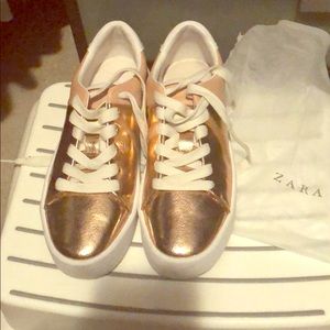 Rose gold Zara sneakers